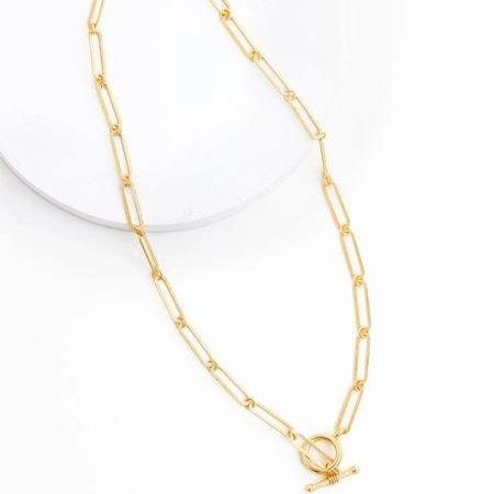 Paper Clip Chain Necklace, Brass 22k gold plated, Handmade brass jewelry